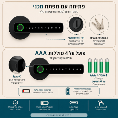 ידית דלת חכמה לחדר מבית Roxanry